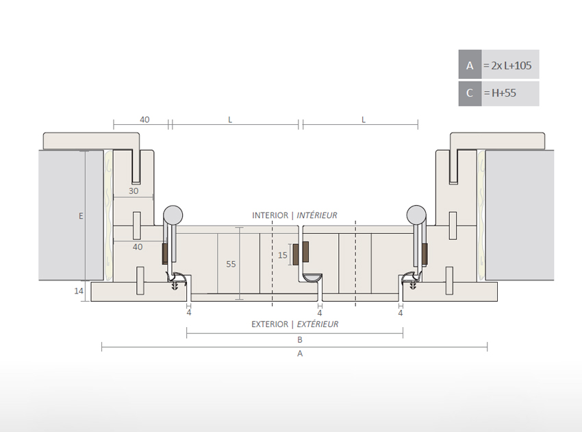 Aro porta batente faceada exterior CF-FCE (2 folhas)