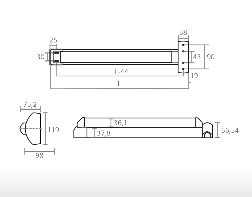 Barra anti-pânico 2 Folhas |  FAST TOUCH