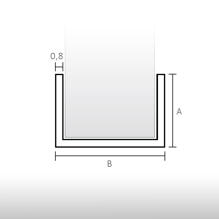 Perfil U de aluminio 10 x 15 para paneles decorativos de pared